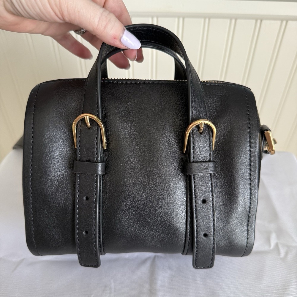 FOSSIL Black Leather CARLIE Mini Convertible Satchel Crossbody Purse Bag